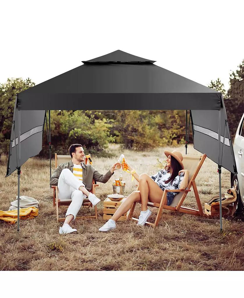 Costway 10'x17.6' Outdoor Instant Pop-up Canopy Tent Dual Half Awnings Adjust Patio