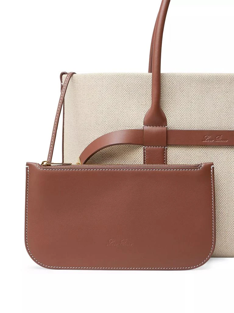 Loro Piana Small Ghiera Canvas &amp; Leather Shopper Tote Bag 8