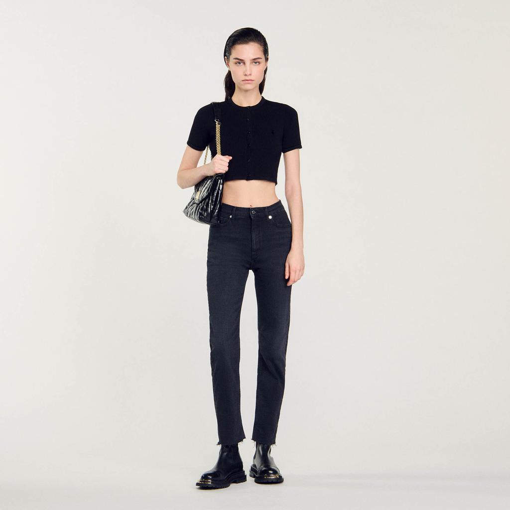 Sandro Straight-cut jeans with raw edges