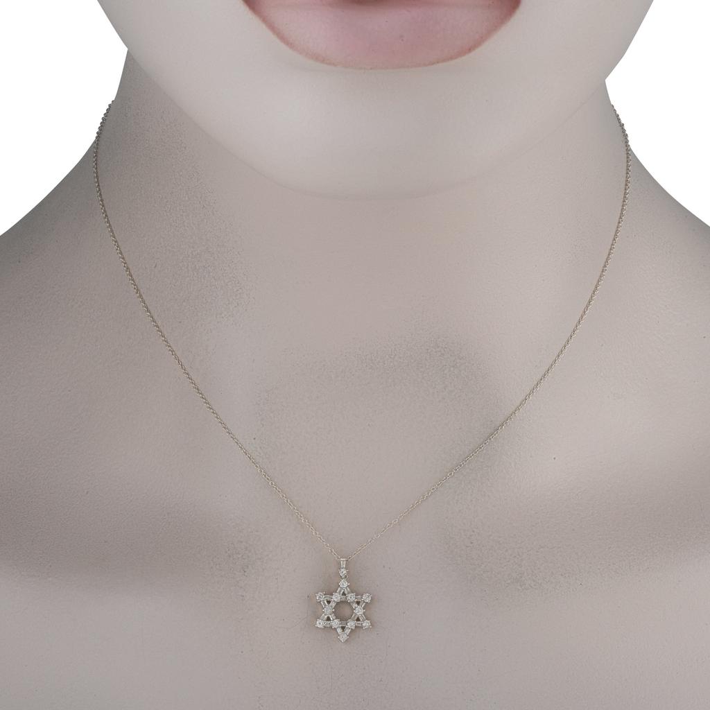 LB Exclusive 14K White Gold 0.40ct Diamond Star of David Necklace PN15718-W