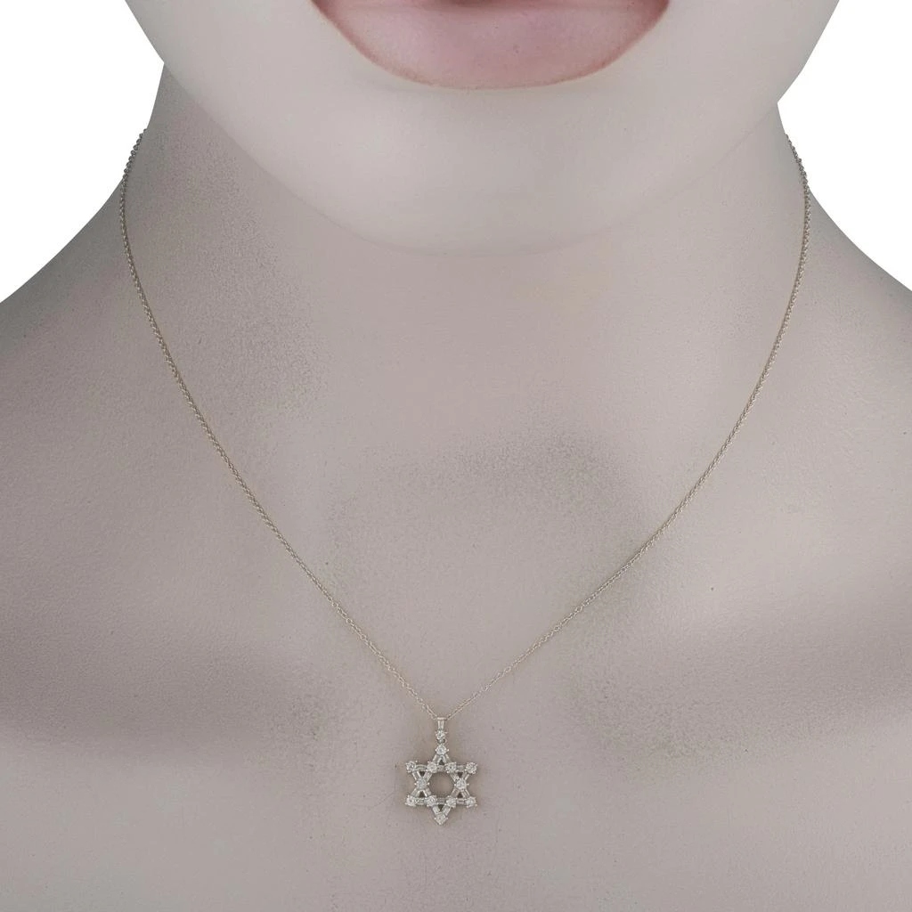 LB Exclusive 14K White Gold 0.40ct Diamond Star of David Necklace PN15718-W 2