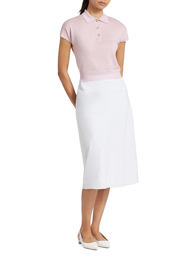 Vince Cap-Sleeve Knit Polo Shirt