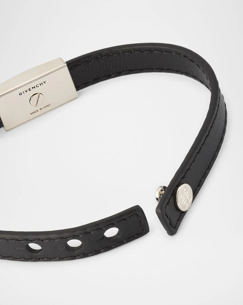Givenchy Men's 2G Silvery Leather Bracelet 4