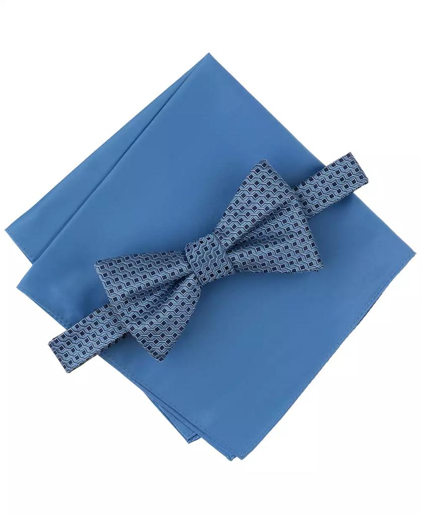 Alfani Men's Geo-Pattern Bow Tie & Solid Pocket Square Set, Exclusively at Macy's