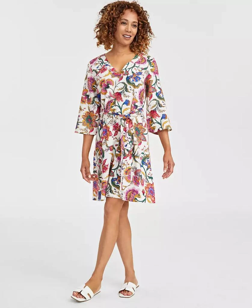 JM Collection Women's Linen-Blend Printed Dress, Exclusively at Macy's 1