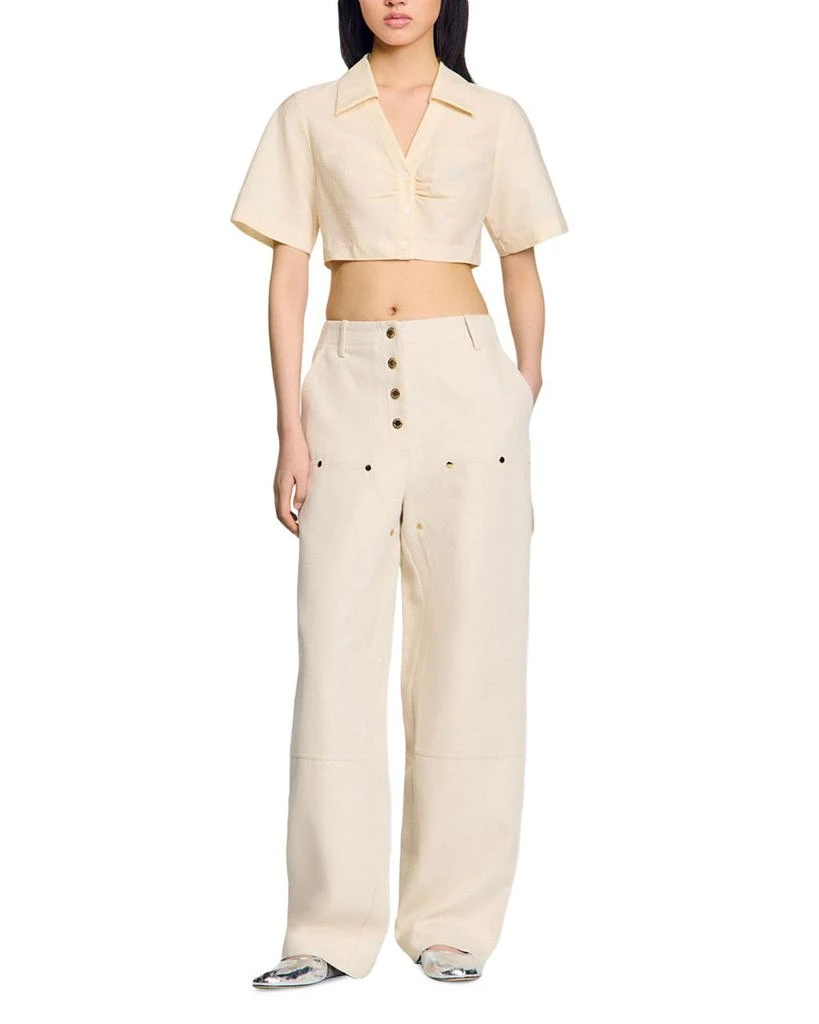 Sandro Cropped Gathered Shirt 2