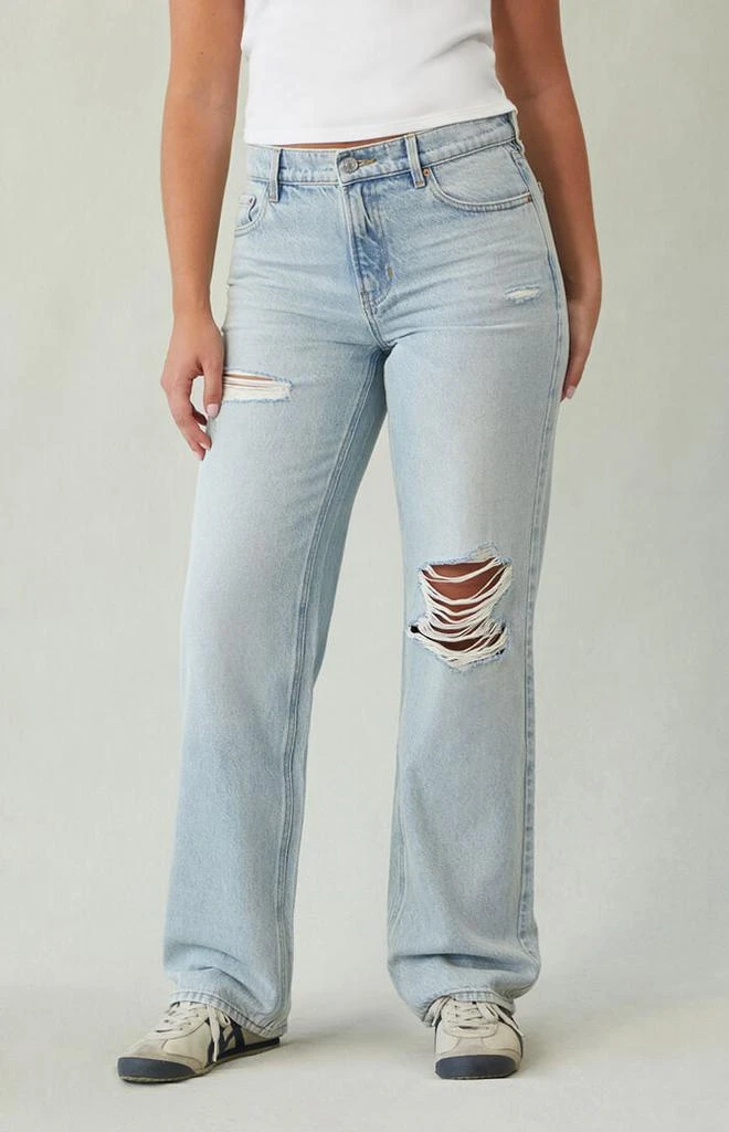 PacSun Jordyn Low Rise Straight Leg Jeans Ripped Light Indigo