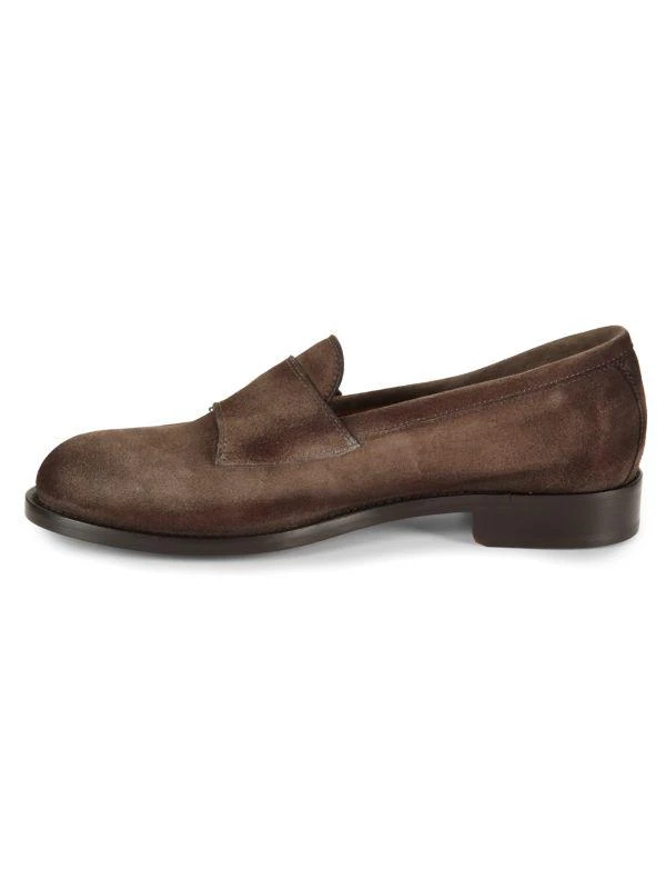 Saks Fifth Avenue Suede Double Mock Strap Loafers 4