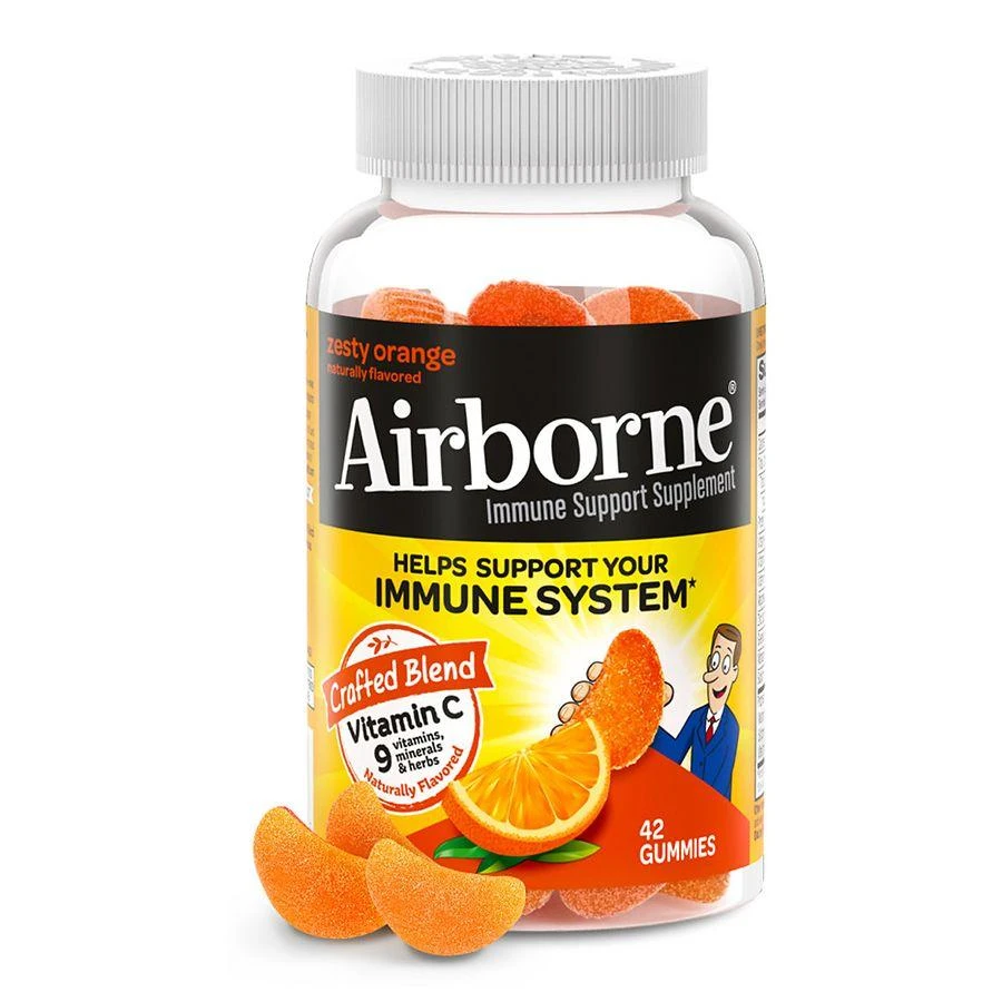 Airborne Vitamin C, E, Zinc, Minerals & Herbs Immune Support Supplement Gummies Orange 1