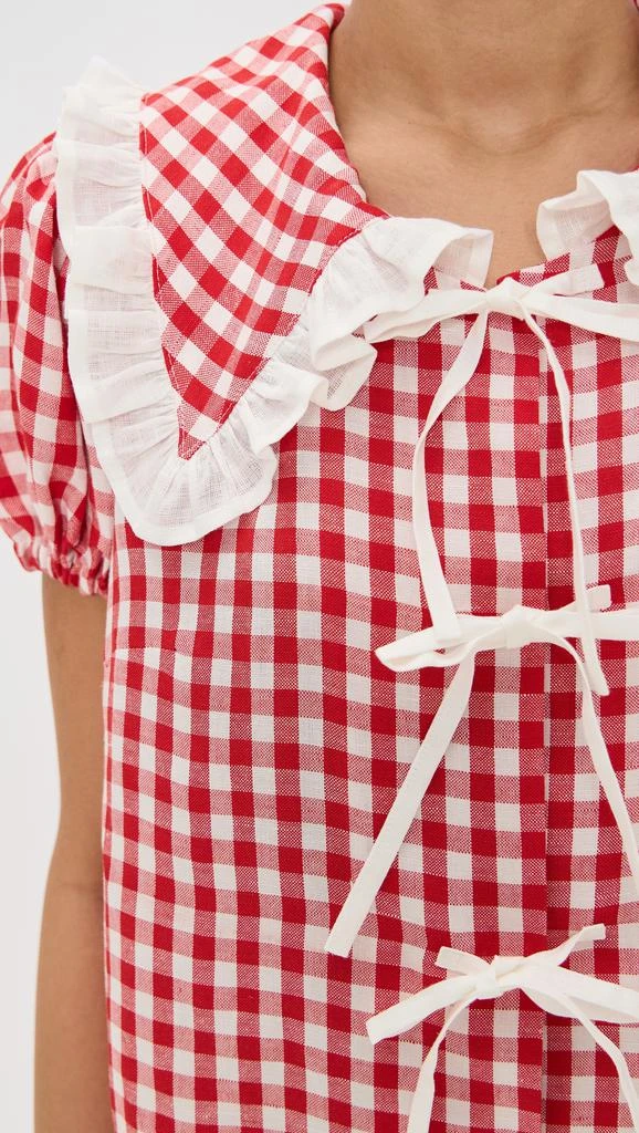 Sleeper Puff Linen Lounge Shirt in Red Vichy 5