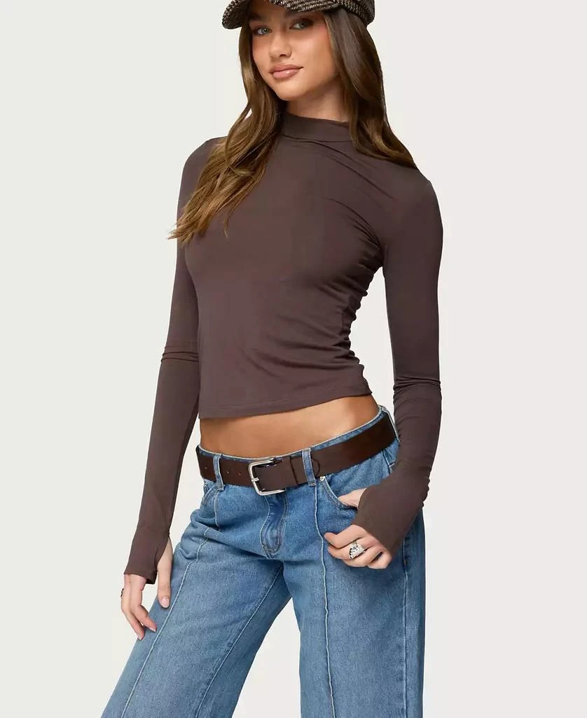 Edikted Women
s Binta Mock Neck Long Sleeve Top 4