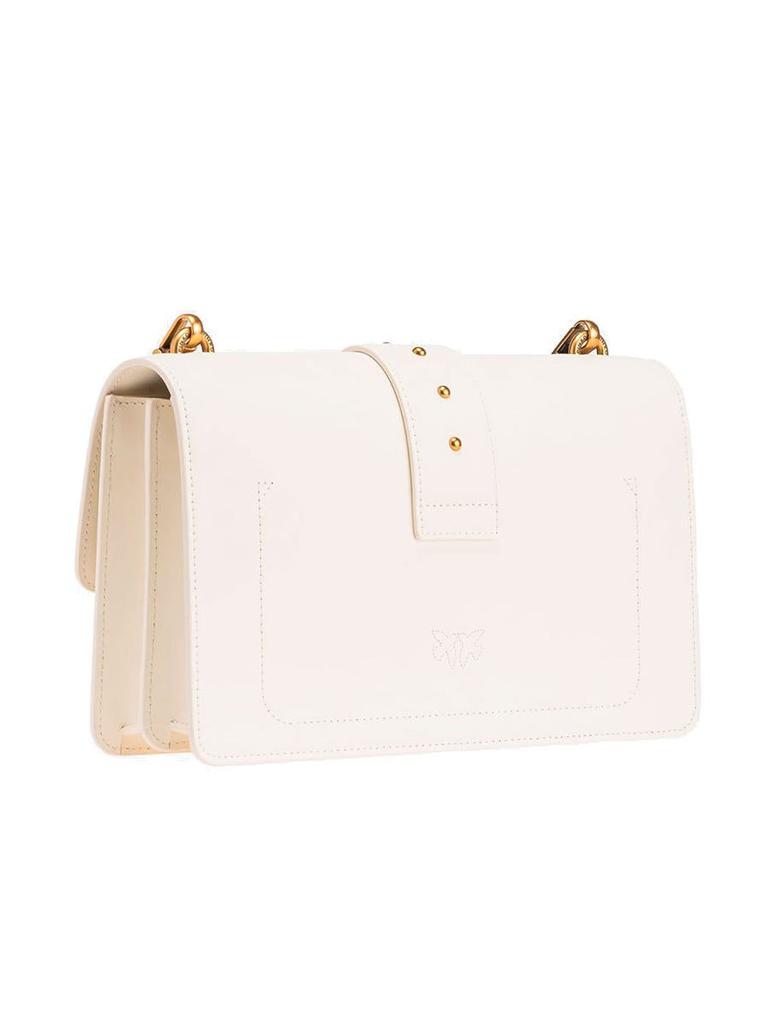 Pinko 'Mini Love Bag Icon' White Shoulder Bag With Logo Patch In Smooth Leather Woman Pinko