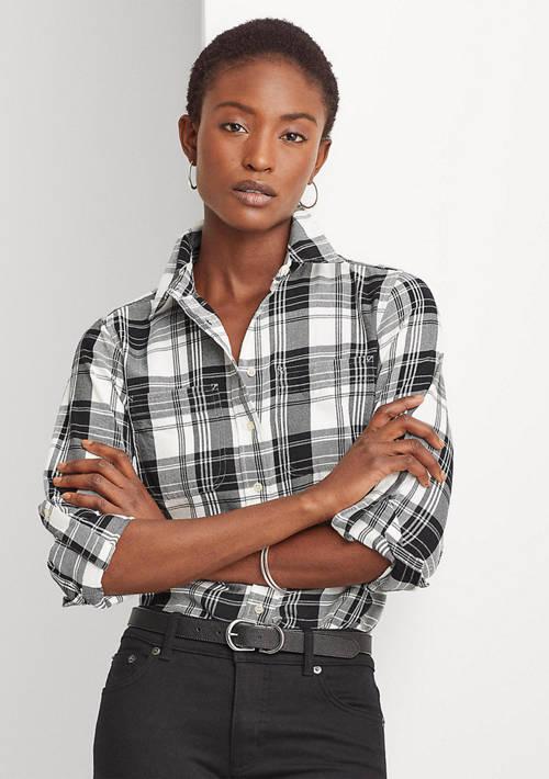 Lauren Ralph Lauren Ralph Lauren Plaid Twill Button Down Shirt Women s Blouses BeyondStyle