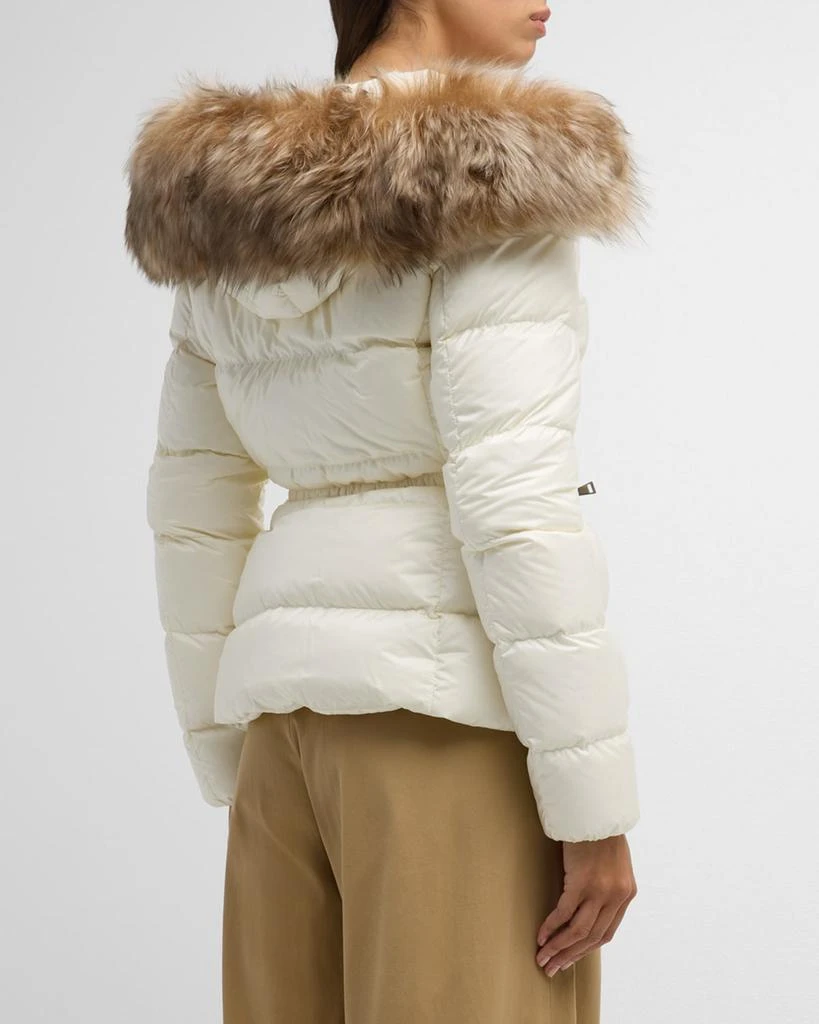 Moncler Boed Short Puffer Jacket with Shearling Hood Trim 7