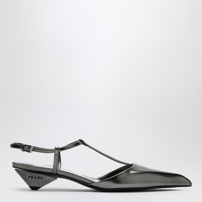 パンプス Prada Anthracite grey patent leather slingback pumps Prada Anthracite grey patent leather slingback pumps - High