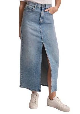 DKNY Jeans Womens Slit Front Denim Midi Skirt 1