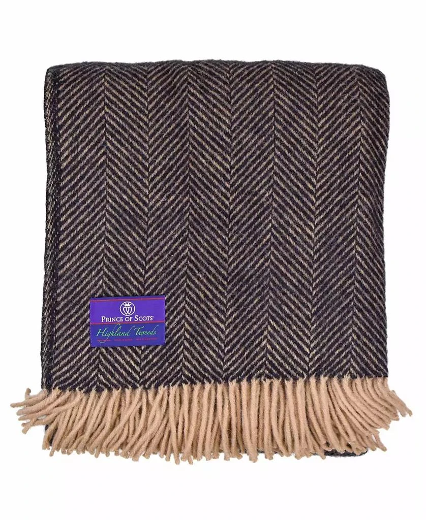 Prince of Scots Highland Tweed Herringbone Pure Wool Oversized Throw, 59" x 72"