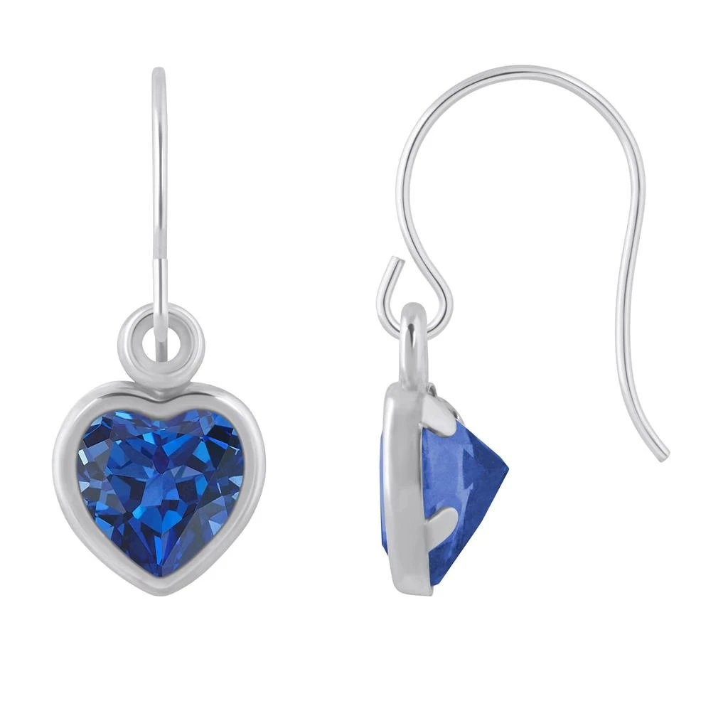 Glistening Jewels 10K Gold 5mm Heart Shape Created Sapphire Drop Earrings