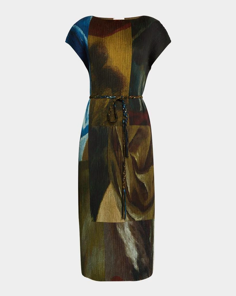 Lafayette 148 New York Pleated Abstract-Print Midi Dress 1