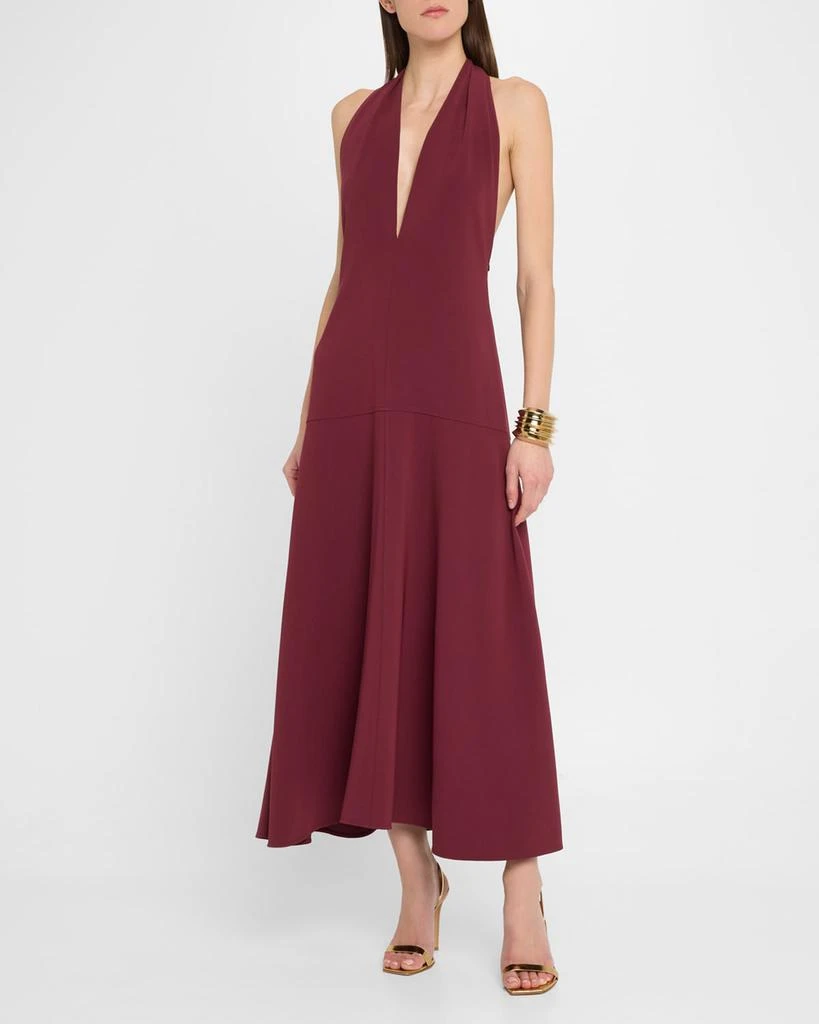Proenza Schouler Plunging Halter Twisted Matte Viscose Maxi Dress 2