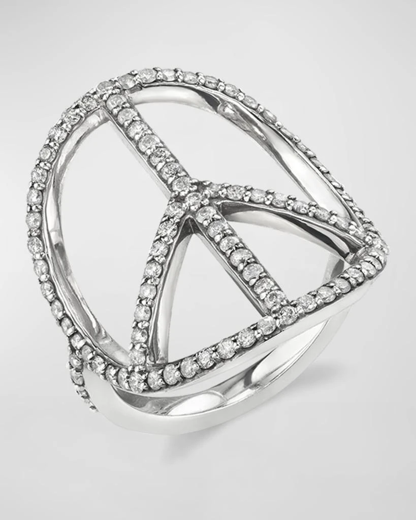 Sheryl Lowe Pave Diamond Peace Sign Ring, Size 8 1