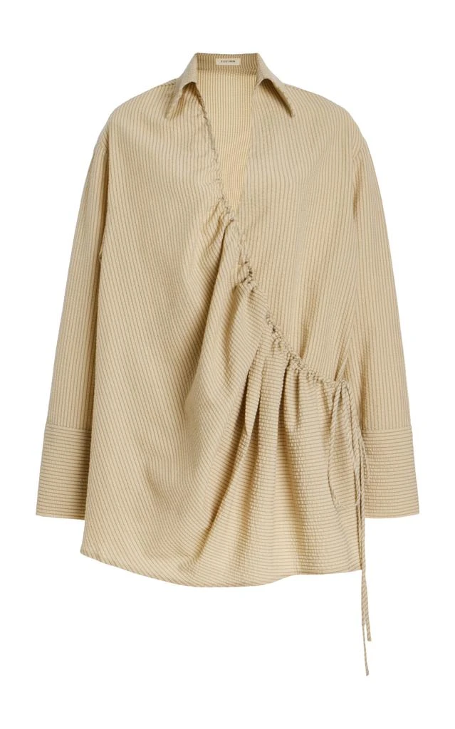 ELCE ELCE - Exclusive Sidney Striped Cotton-Blend Seersucker Mini Wrap Shirt Dress - Neutral - L - Moda Operandi 1
