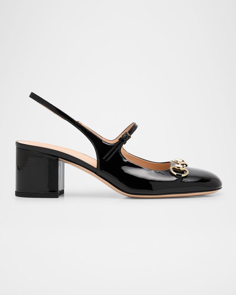 ミッチェル4430美品 Gucci Horsebit 42MM Patent Leather Slingback Pumps - High