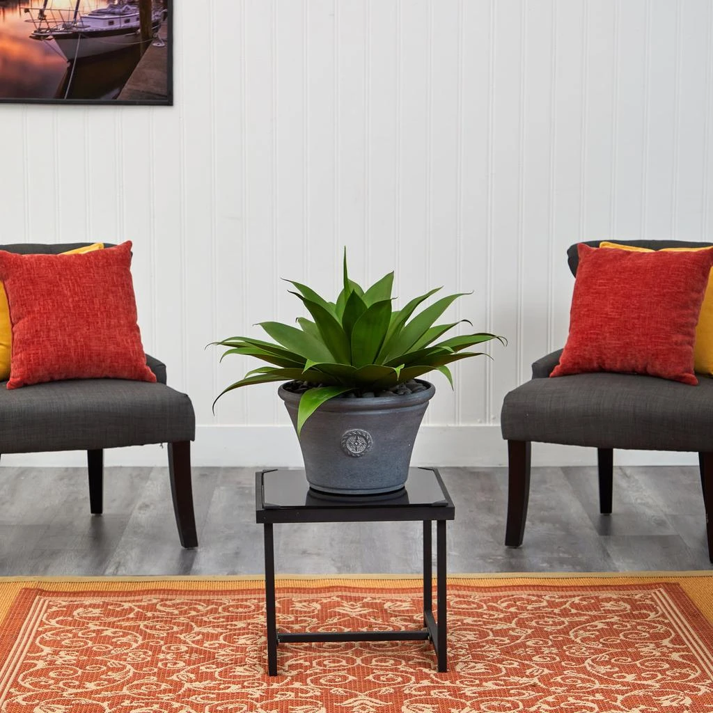 HomPlanti Agave Succulent Artificial Plant in Gray Planter 22" 3