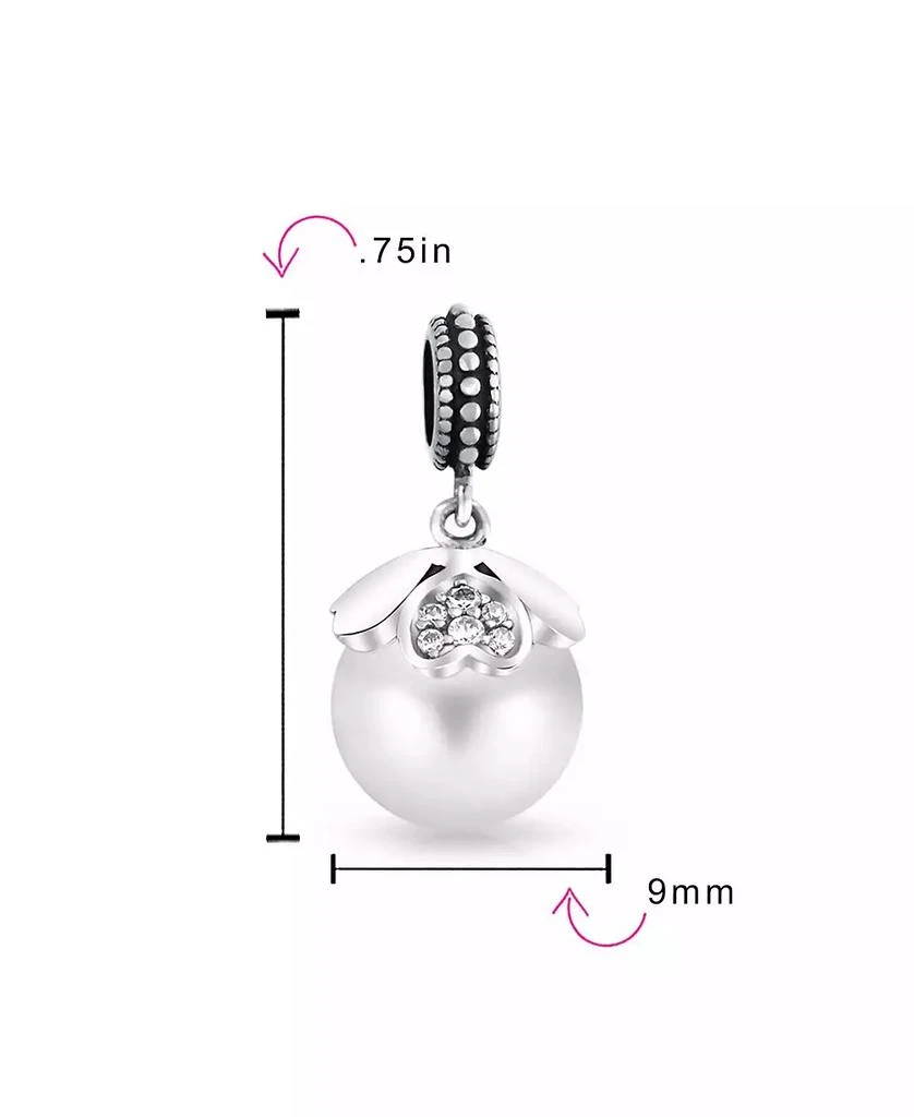 Bling Jewelry Heart Cap Pearl Dangle Charm Bead Sterling Silver European Bracelet 3