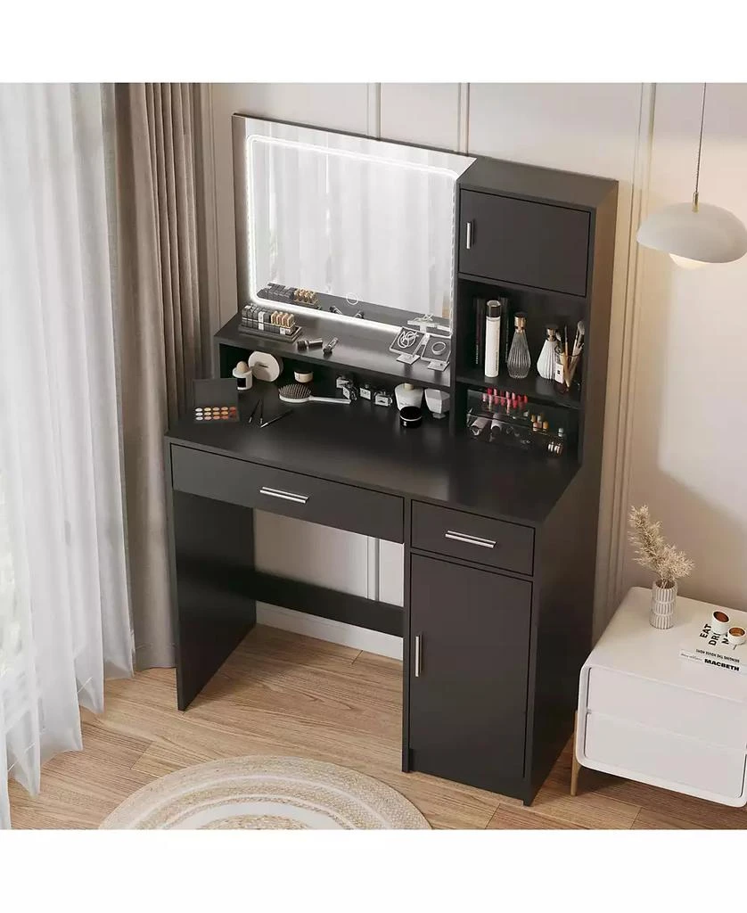 Streamdale Furniture LED Vanity Desk with Mirror, Drawer
Storage 5