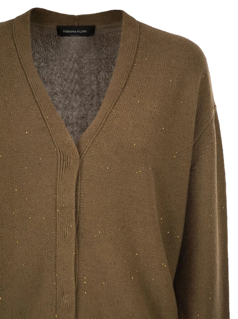 Fabiana Filippi Reversible Cotton And Linen Cardigan With Sequins And Tulle 4