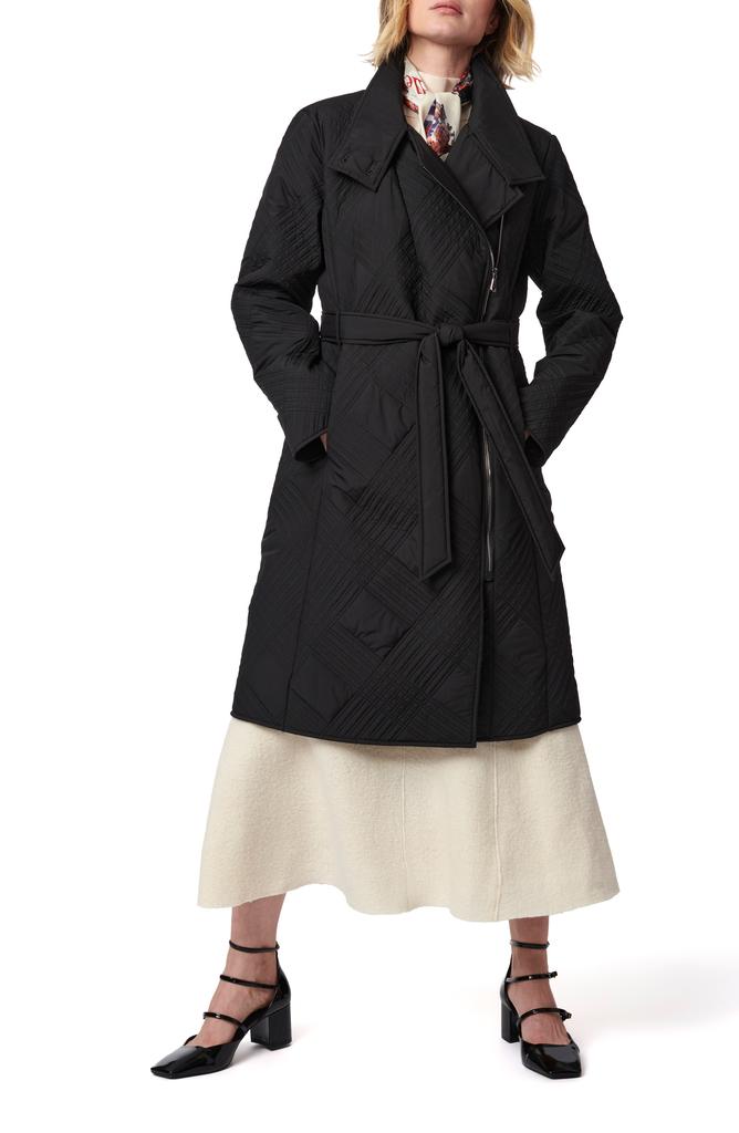 Bernardo Crisscross Quilted Belted Coat