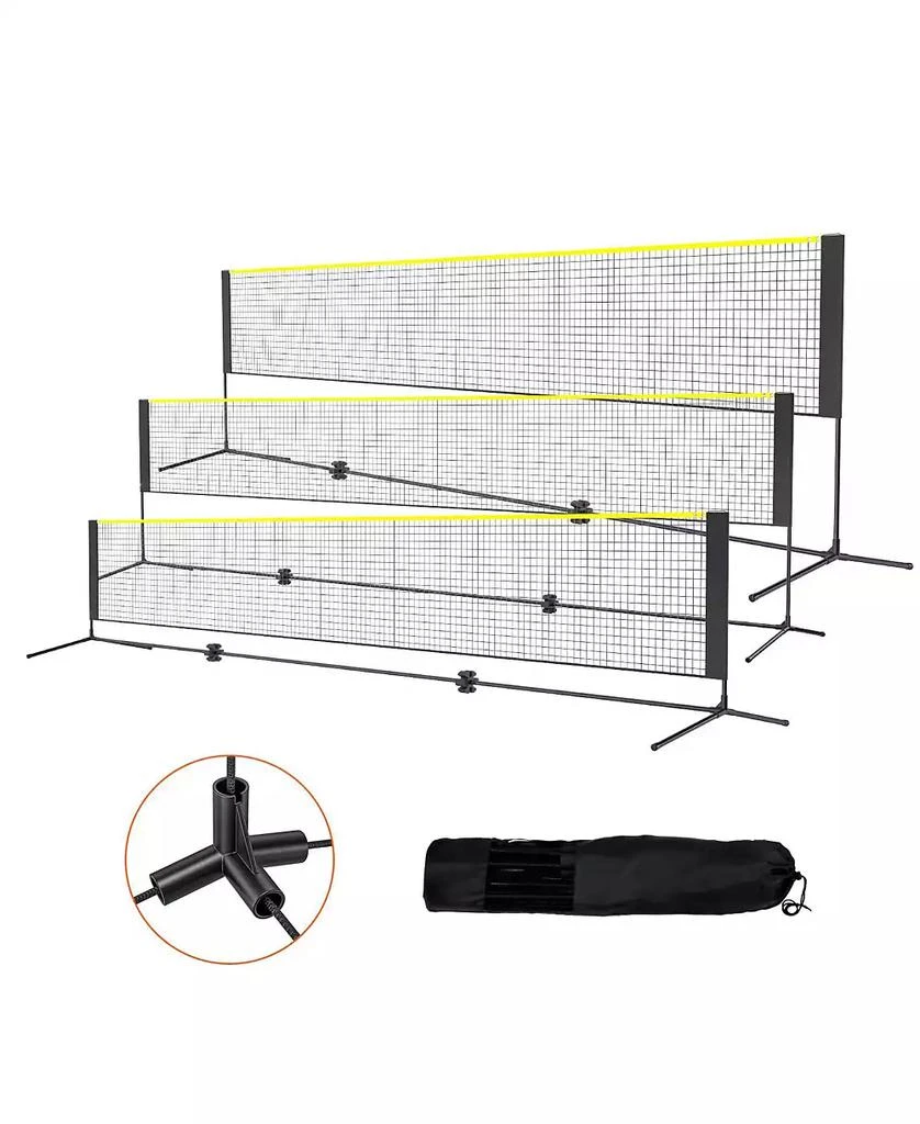Mecale Adjustable Badminton and Volleyball Net, ft Foldable Pickleball Net with Poles, Stand and Carry Bag for Backyard Indoor Outdoor 1