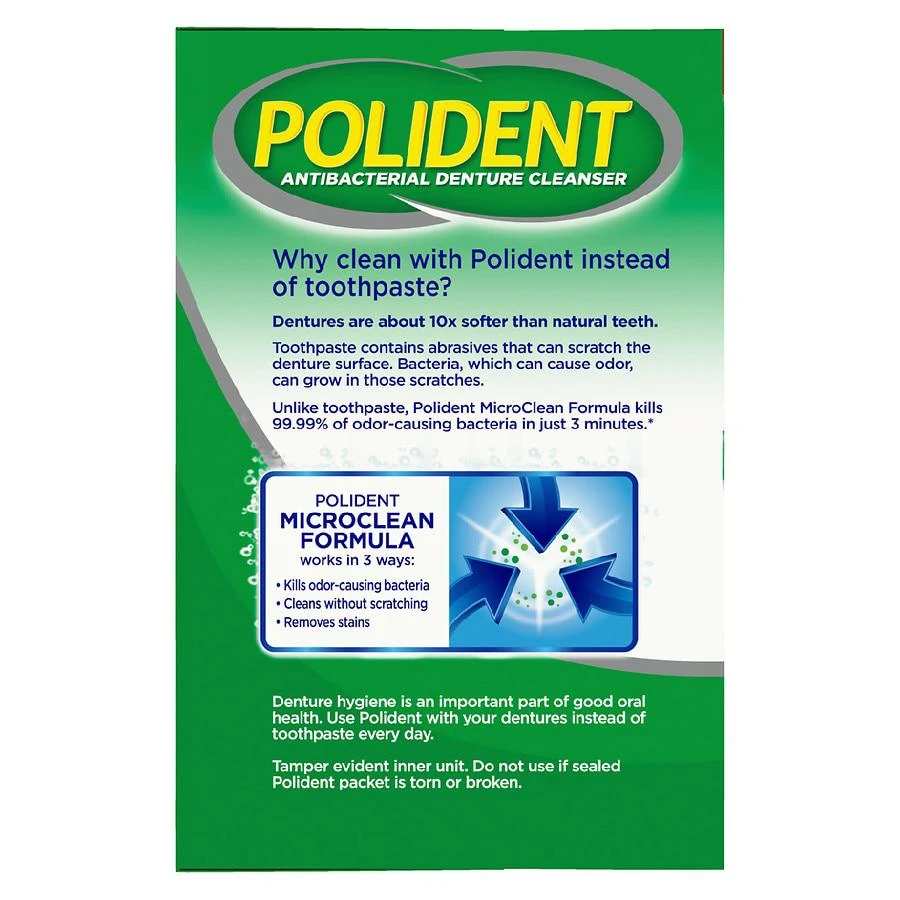 Polident 3 Minute Antibacterial Denture Cleanser Effervescent Tablets Triple Mint 5