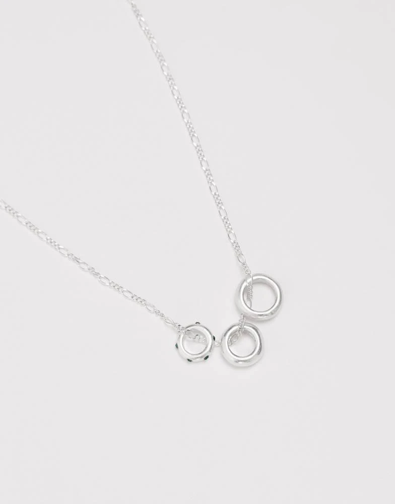 ASOS ASOS DESIGN molten ring pendant necklace in worn silver 2