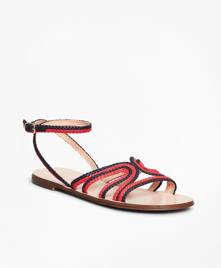 Brooks Brothers Braided Leather Slide Sandals 1