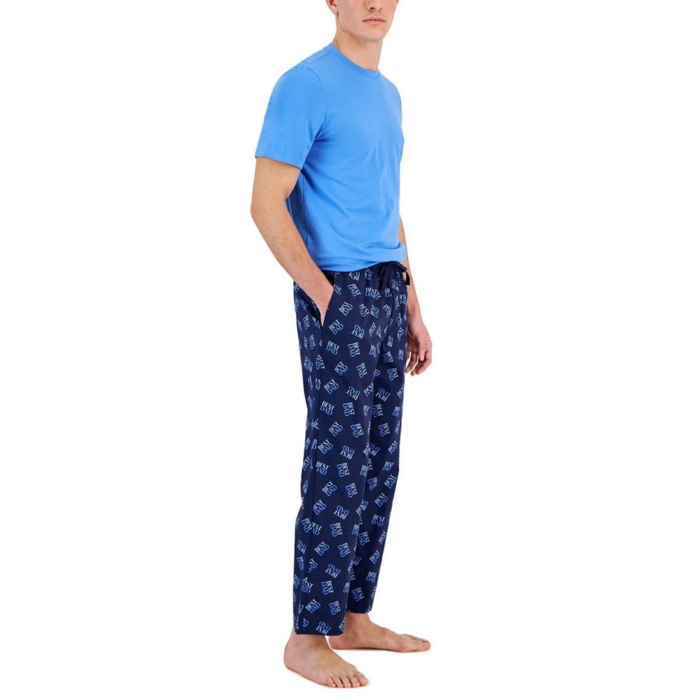 Club Room Men's 2-Pc. Solid T-Shirt & Best Dad Printed Pajama Pants Set, Created for Macy's 3