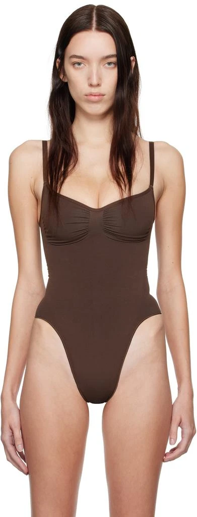 SKIMS Brown Seamless Sculpt Thong Bodysuit 1