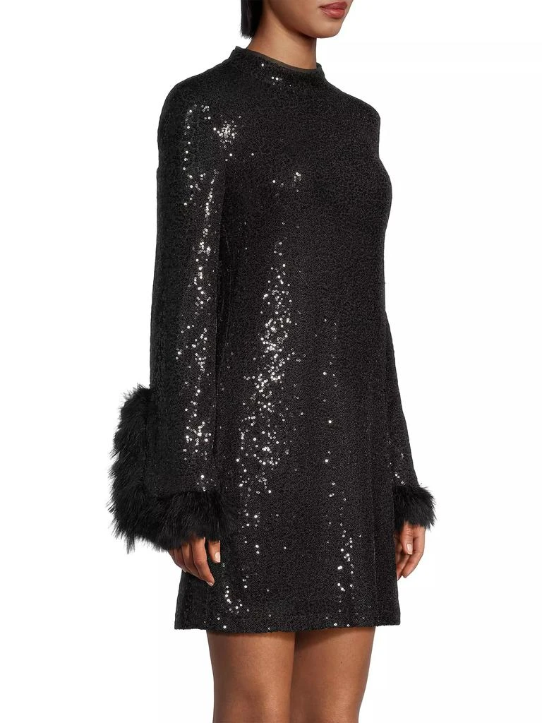 Laundry by Shelli Segal Sequined Feather-Cuff Minidress 4