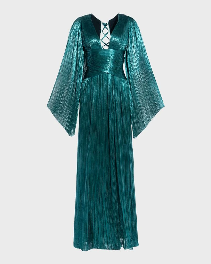 maria lucia hohan green pleated plunge midi dress WOMENS BOHO CHIC PLEATED MIDI DRESS OLIVE GREEN MOCHA MOUSSE / MEDIUM main image 0