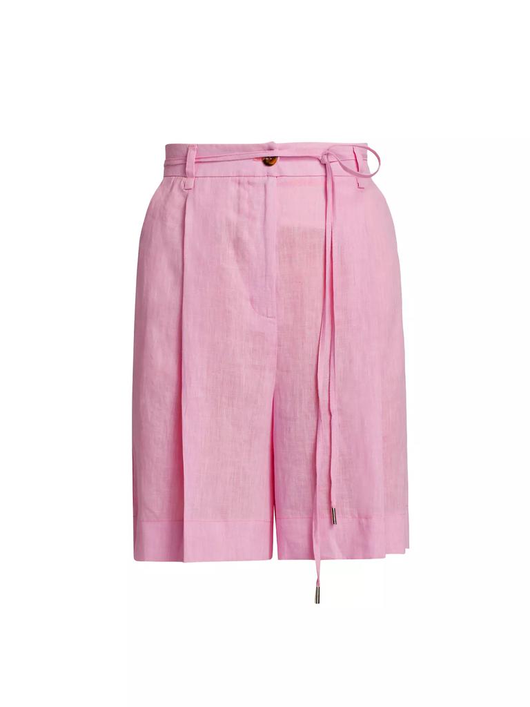 Marella Recinto Belted Linen Bermuda Shorts