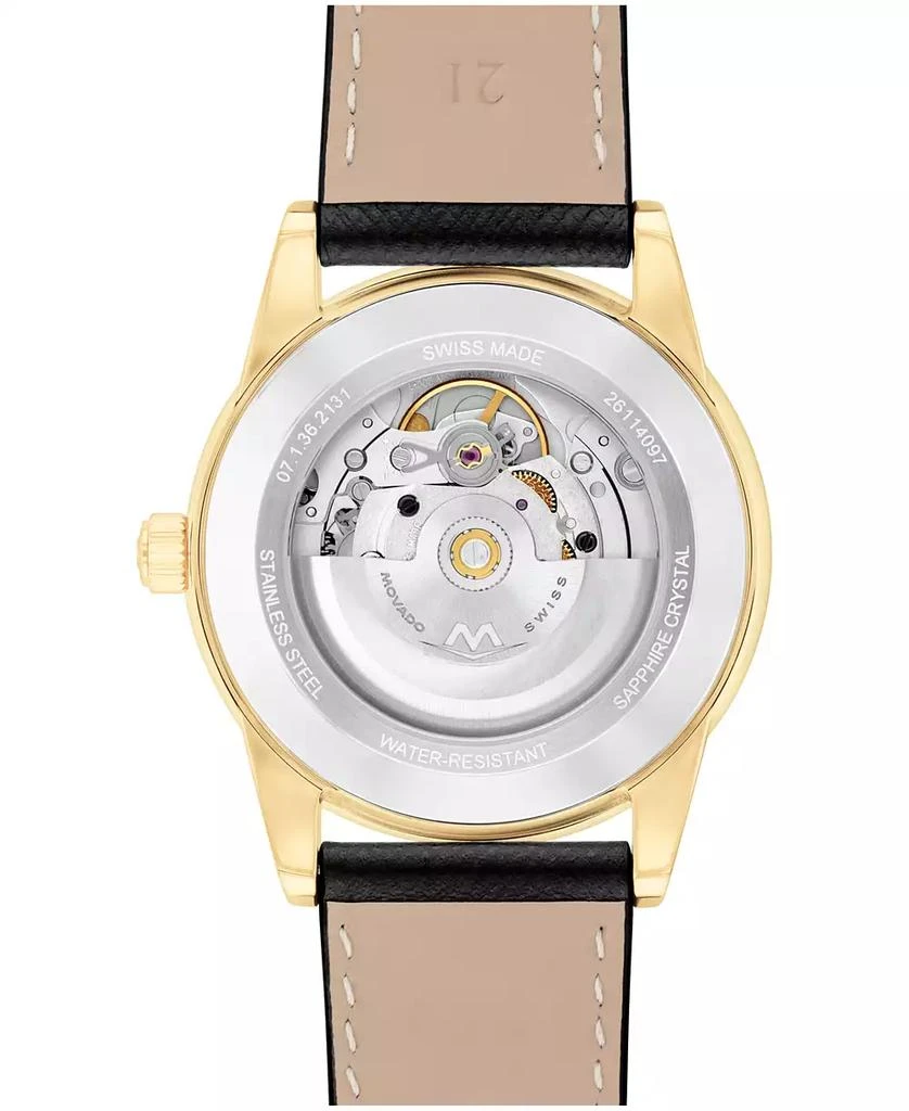 Movado Men
s Museum Classic Swiss Automatic Black Leather Watch, 40mm 4