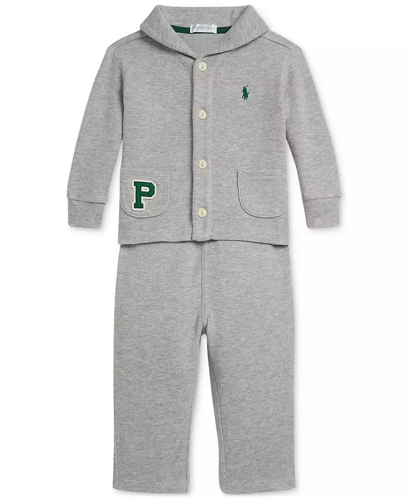 Ralph Lauren Baby Boys Estate-Rib Cardigan & Pant Set
