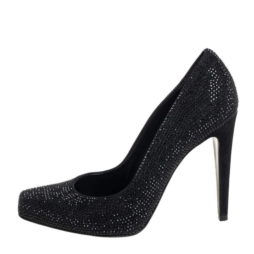 Dior Dior Black Crystal Embellished Suede Square Toe Pumps Size 40 2