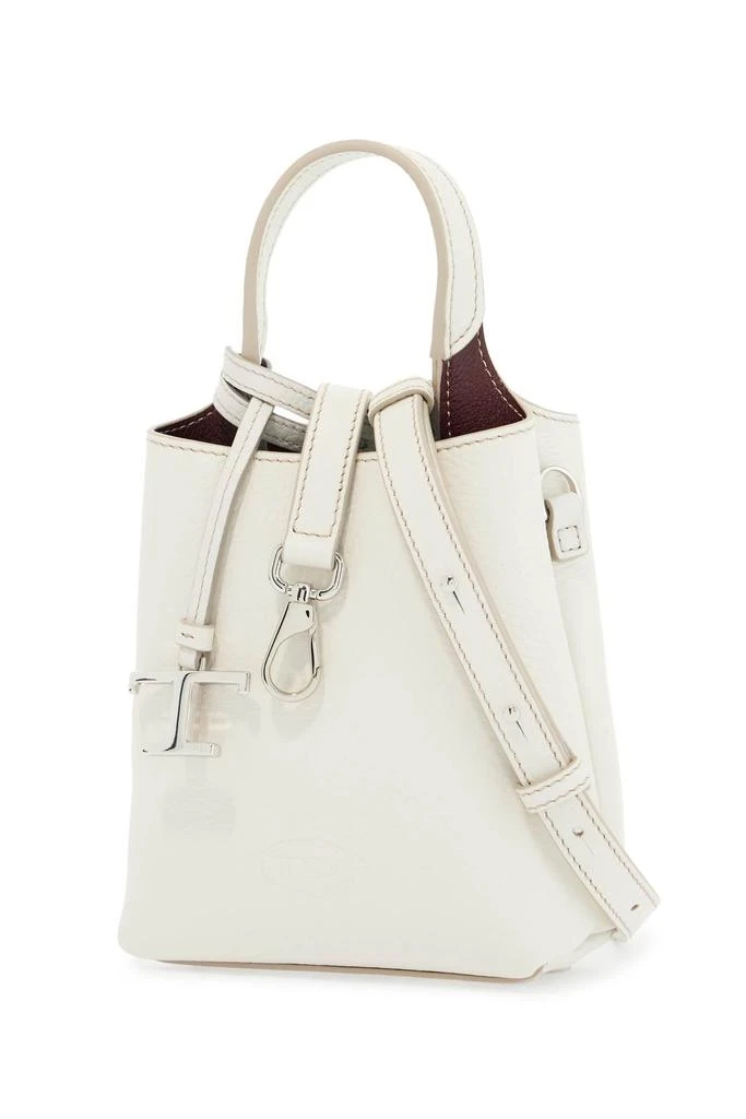 TOD'S white calf leather crossbody bag with burgundy details 3