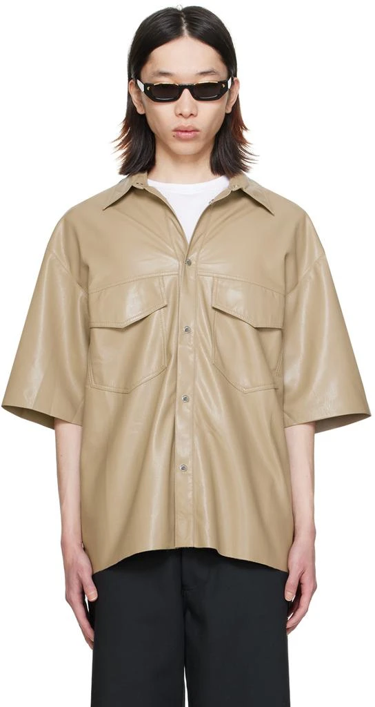 Nanushka Taupe Mance Vegan Leather Shirt 1