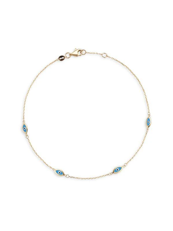Saks Fifth Avenue 14K Yellow Gold Evil Eye Anklet 1