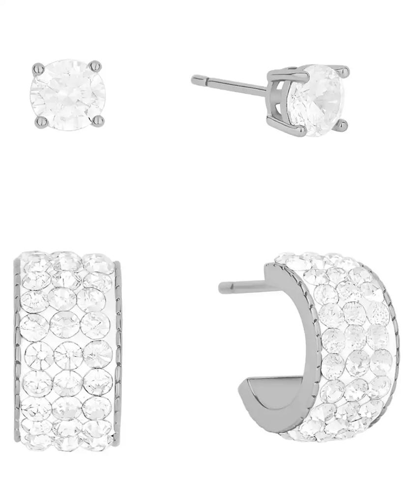 And Now This 2-Pc. Cubic Zirconia 18k Silver Plated Hoop and Stud Earrings Set, Macy
s Exclusive