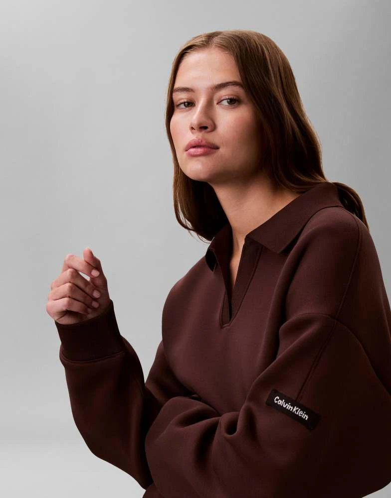Calvin Klein Calvin Klein Jeans oversized scuba polo sweatshirt in brown 2