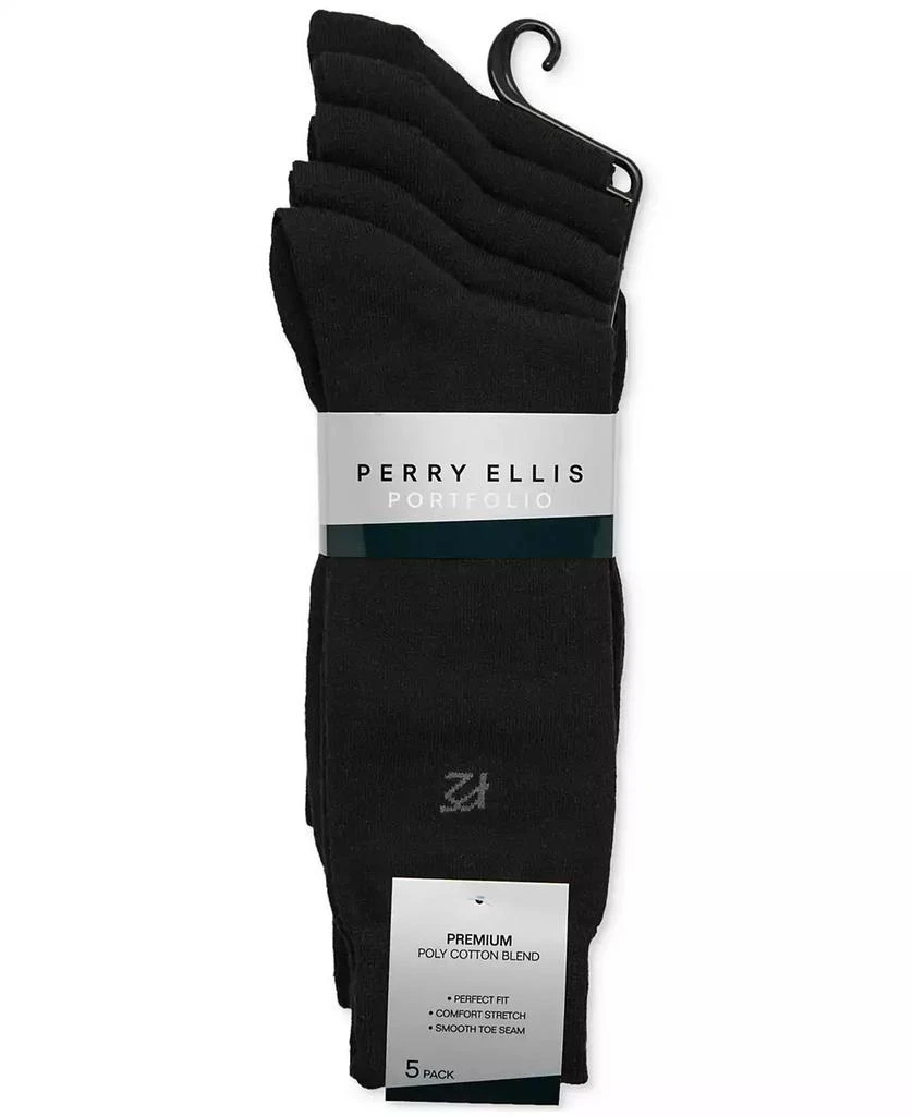 Perry Ellis Men's Flat Knit Dress Crew Socks, 5-pack 2